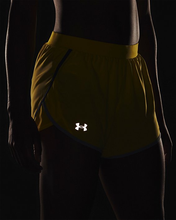 Women's UA Fly-By 2.0 Shorts, Yellow, pdpMainDesktop image number 3